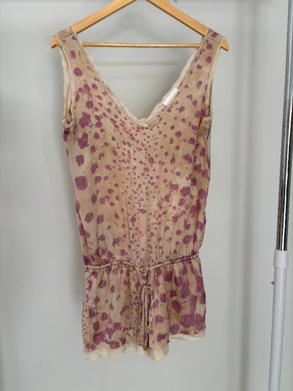 ALEXIS Cream & Lilac Silky Drawstring Romper